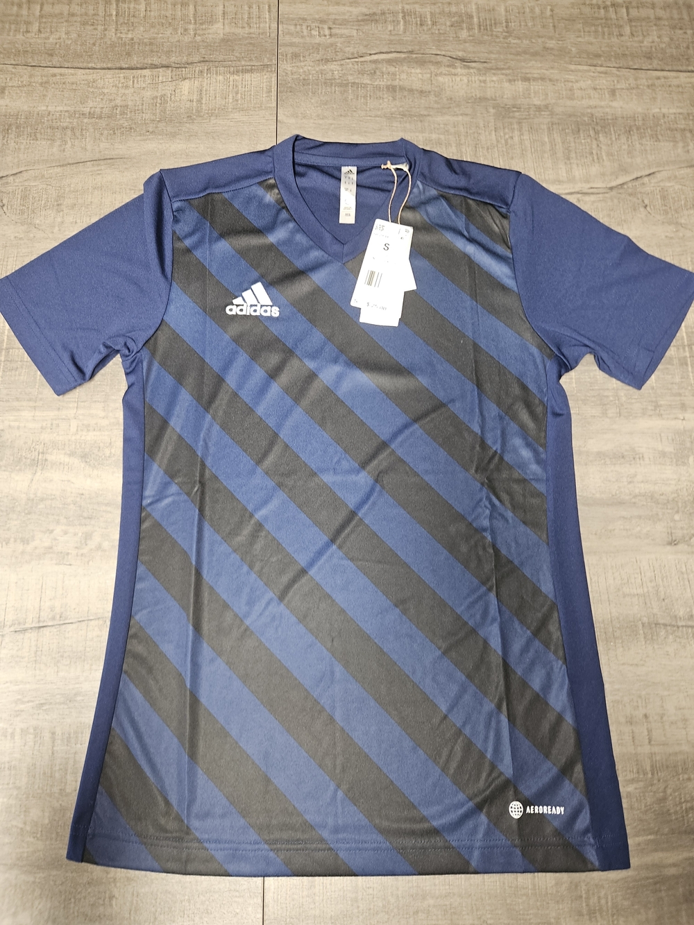 Adidas Men’s S Navy Blue Striped Aeroready Soccer Jersey NWT